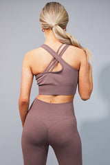 Mocha Seamless Padded Sports Bra - Cassia