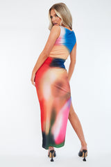 Multi Blur Printed Maxi Dress - Eda