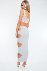 Grey Jersey Side Cut Out Maxi Skirt - Adara