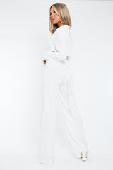 White High Waist Straight Leg Trousers - Lia