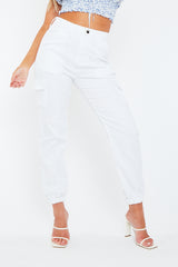 White Cuffed Cargo Trousers - Genesis