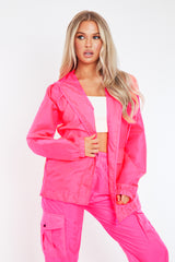 Coral Pink Shell Zip Up Windbreaker - Ginnie
