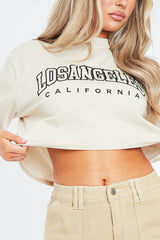 Stone Cropped Los Angeles Print T-Shirt - Jayla