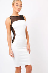 white & Black Mesh Midi Dress - Kirsten-Dresses