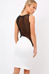 white & Black Mesh Midi Dress - Kirsten-Dresses