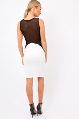 white & Black Mesh Midi Dress - Kirsten-Dresses